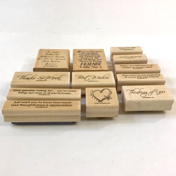 Stampin Up! Wood Mount Rubber Stamps Kind & Caring Thoughts Mixed Set of 12 - Picture 4 of 5